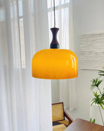 Hanging Light Fixture with Amber Glass Shade 7 Inch Diameter Adjustable Cord for Kitchen Islands Dining Tables Breakfast Bars Modern Farmhou