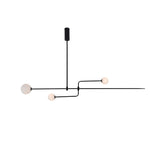 Sculptural Ceiling Light with Opaline Glass Diffusers Black & Brass Finish Multi-Arm Design for Dining Room Entryway Modern Overhead Fixture