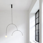 Sculptural Ceiling Light with Opaline Glass Diffusers Black & Brass Finish Multi-Arm Design for Dining Room Entryway Modern Overhead Fixture