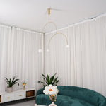 Sculptural Ceiling Light with Opaline Glass Diffusers Black & Brass Finish Multi-Arm Design for Dining Room Entryway Modern Overhead Fixture