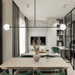 Sculptural Ceiling Light with Opaline Glass Diffusers Black & Brass Finish Multi-Arm Design for Dining Room Entryway Modern Overhead Fixture