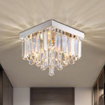Sparkling Flush-Mount Light Fixture Chrome Finish 2-Bulb Candelabra Base for Dining Room Entryway Kitchen Bedroom Hallway