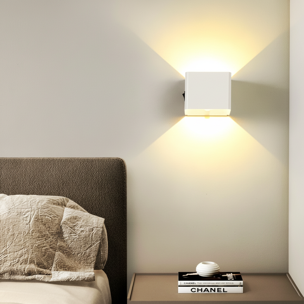 Modern Cube LED Wall Light with Motion Sensor & Rechargeable Battery | Smart Home Lighting Solution
