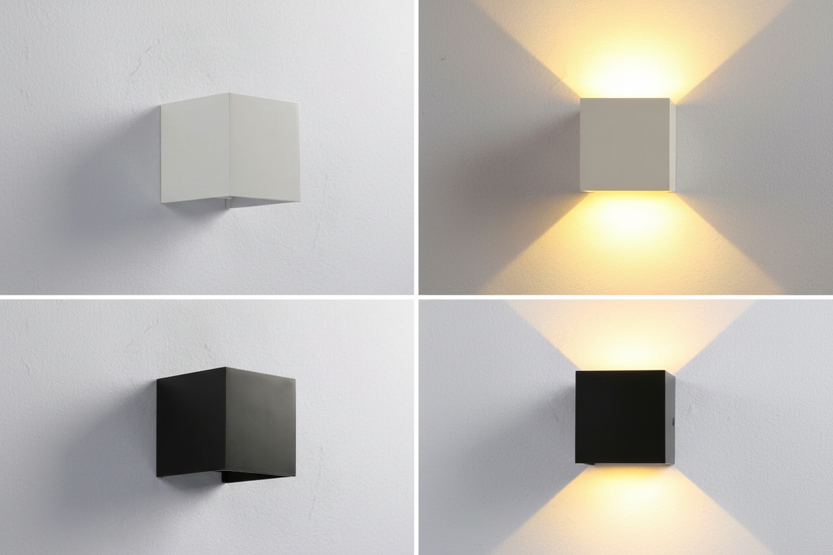 Modern Cube LED Wall Light with Motion Sensor & Rechargeable Battery | Smart Home Lighting Solution