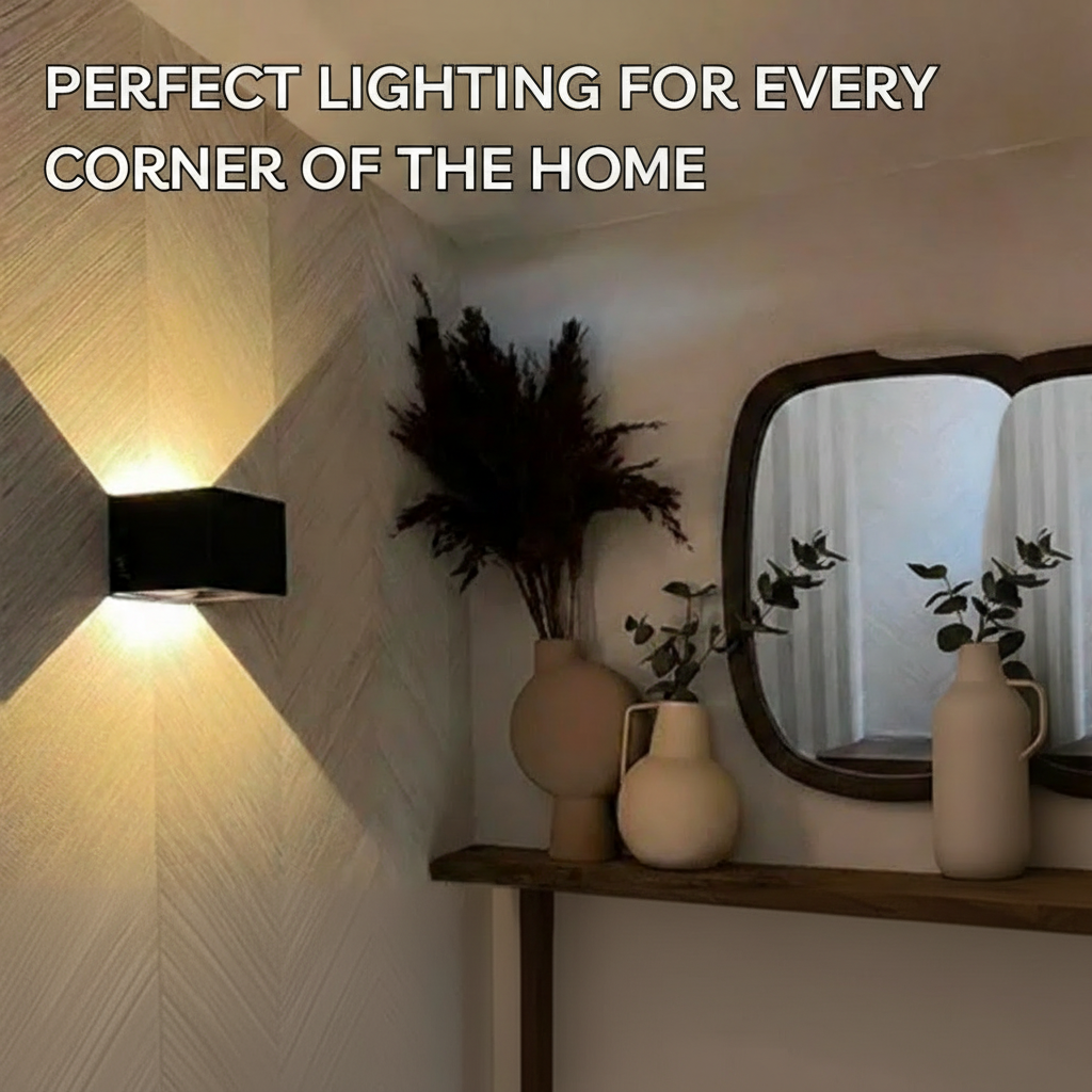 Modern Cube LED Wall Light with Motion Sensor & Rechargeable Battery | Smart Home Lighting Solution