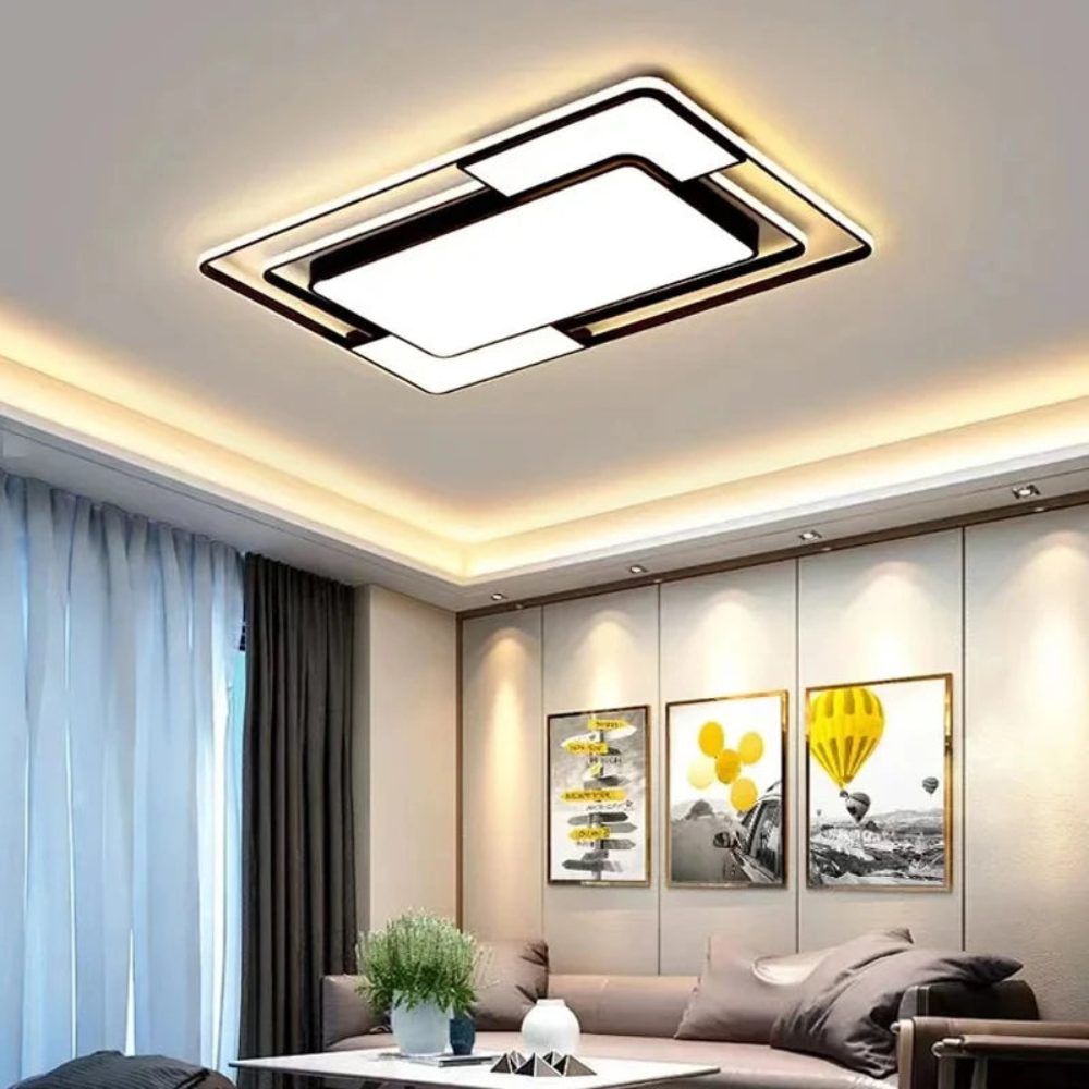 Modern Geometric LED Ceiling Light with Remote Control & Adjustable Brightness for Customizable Ambiance