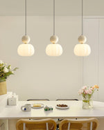 Sculptural Mini Pendant Light with Rounded Acrylic Shade for Dining Rooms, Bedrooms & Kitchen Nooks – 5.5-Inch White Globe Fixture, Adjustab