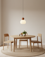 Sculptural Mini Pendant Light with Rounded Acrylic Shade for Dining Rooms, Bedrooms & Kitchen Nooks – 5.5-Inch White Globe Fixture, Adjustab