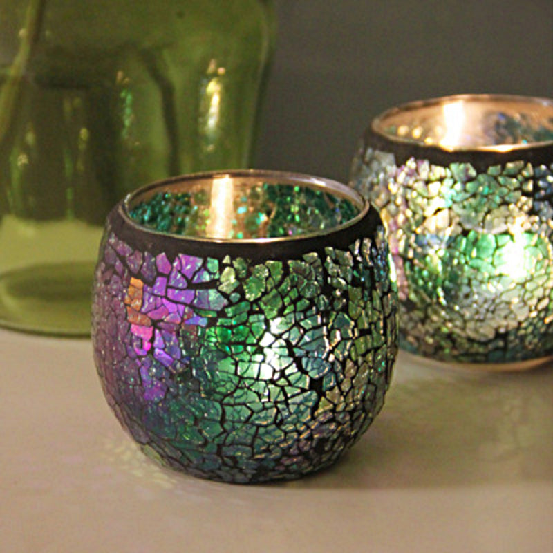 Colorful Glass Tea Light Holder for Home Decor