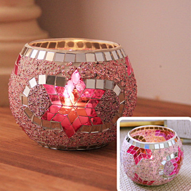 Colorful Glass Tea Light Holder for Home Decor