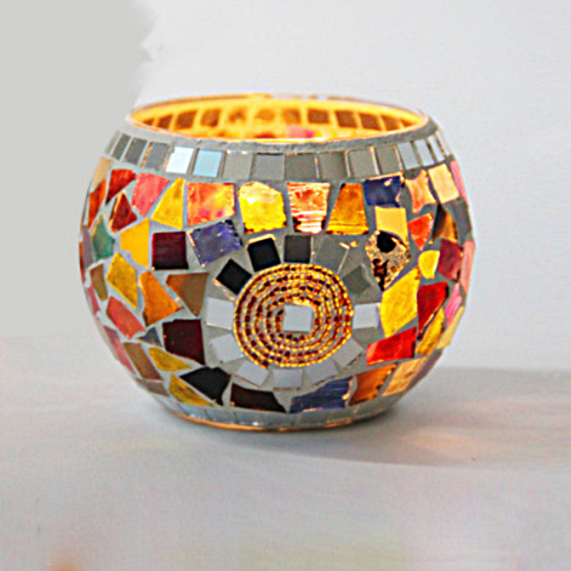 Colorful Glass Tea Light Holder for Home Decor