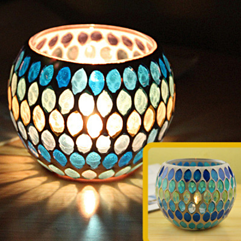 Colorful Glass Tea Light Holder for Home Decor