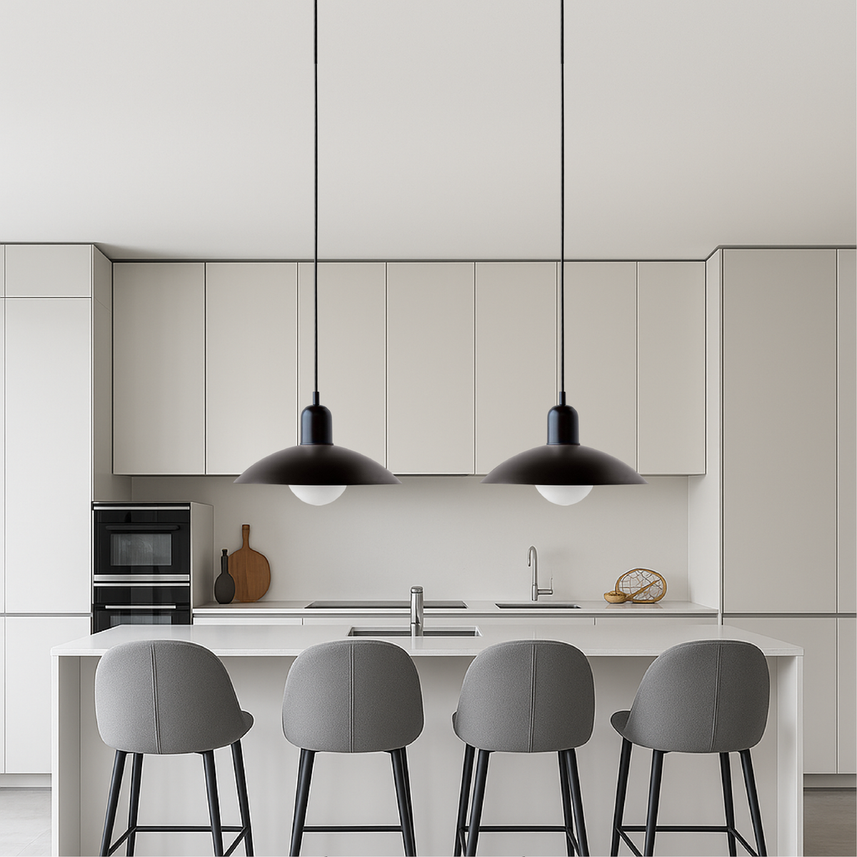 Iron Dome Pendant Light 12.6 in Adjustable Cable Warm LED Kitchen Island Dining Room Overhead Fixture Modern Two-Tone Hanging Lamp for Conte