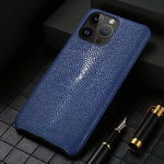 Authentic Stingray Skin Phone Case for iPhone 17 Pro Max 16 15 14 13 12 11 Shock Absorbent Premium Leather Cover Anti-Fingerprint