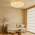 Hanging Pendant Light with Soft Fiber Shade 16–31 in Diameter 3000K Ambient Glow for Bedrooms Dining Areas Modern Overhead Fixture Flush Mou