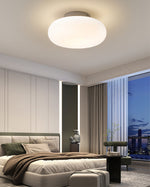 Flush Mount LED Light Fixture White Metal Round 8-Inch for Bedroom Living Room Hallway Office Indoor Low Profile Modern Ceiling Lamp 12W 110