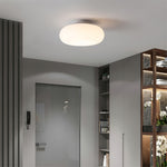 Flush Mount LED Light Fixture White Metal Round 8-Inch for Bedroom Living Room Hallway Office Indoor Low Profile Modern Ceiling Lamp 12W 110