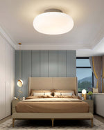 Flush Mount LED Light Fixture White Metal Round 8-Inch for Bedroom Living Room Hallway Office Indoor Low Profile Modern Ceiling Lamp 12W 110