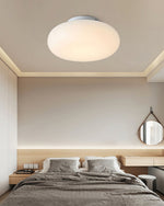 Flush Mount LED Light Fixture White Metal Round 8-Inch for Bedroom Living Room Hallway Office Indoor Low Profile Modern Ceiling Lamp 12W 110