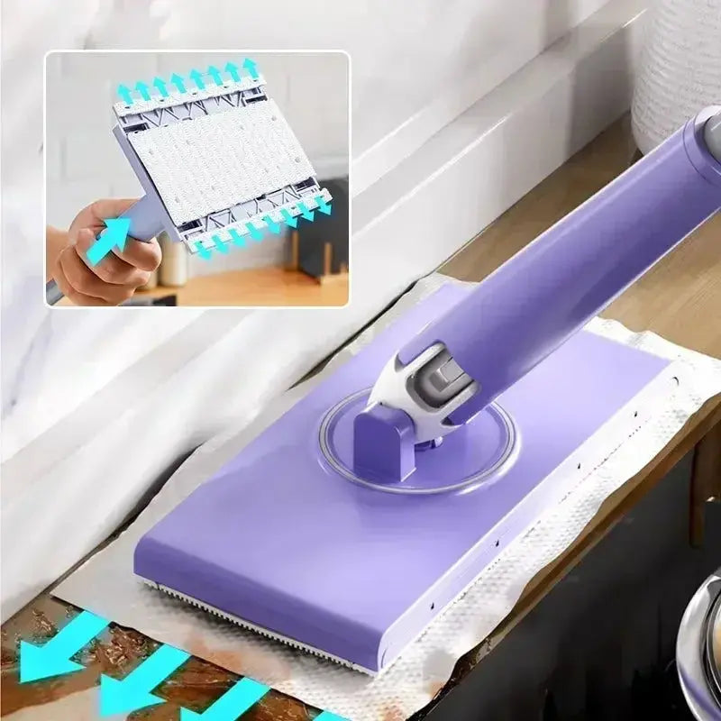 Compact Spin Mop with Press-Release Head – Hands-Free Cloth Ejection for Quick Floor Cleaning