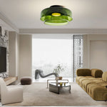 Layered Glass Ceiling Light Modern Multi-Tier Flush Mount Fixture with LED Hardwired for Kitchen Dining Room Bedroom Living Room