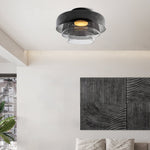 Layered Glass Ceiling Light Modern Multi-Tier Flush Mount Fixture with LED Hardwired for Kitchen Dining Room Bedroom Living Room