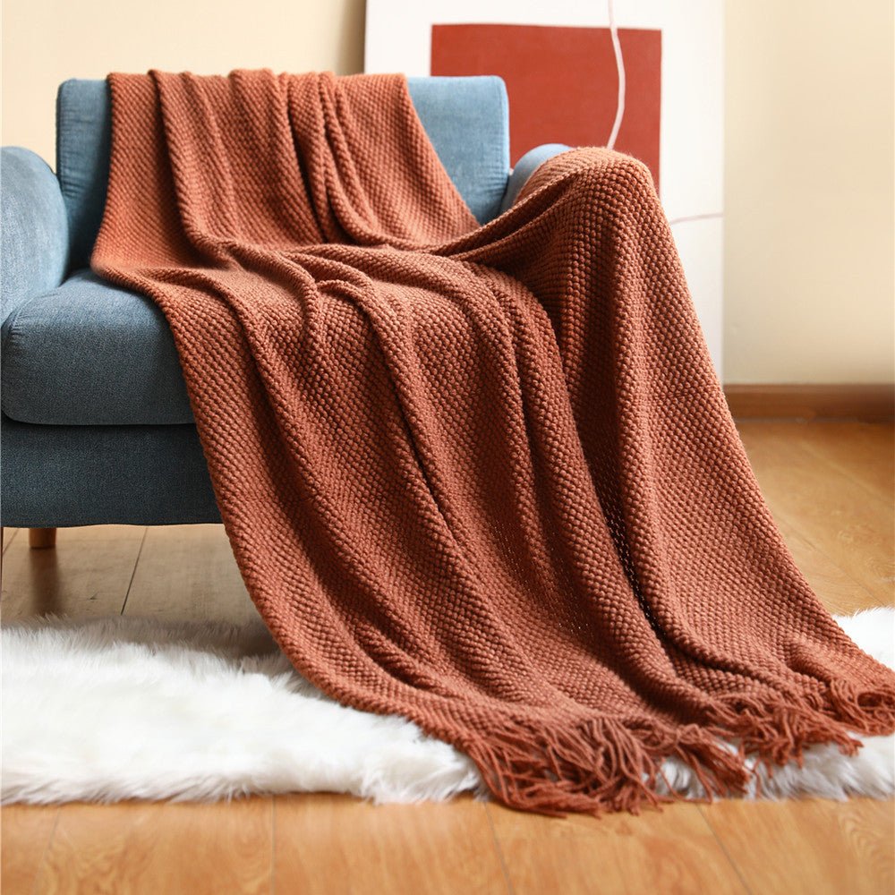 Throw Blanket for Couch, Chunky Knit Blanket in Soft Cozy Yarn, Oversized Knit Throw Blanket for Bed and Outdoor