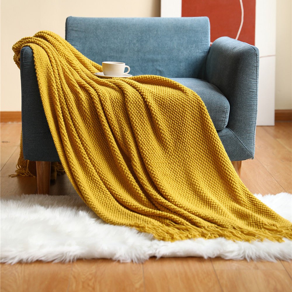 Throw Blanket for Couch, Chunky Knit Blanket in Soft Cozy Yarn, Oversized Knit Throw Blanket for Bed and Outdoor