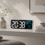 Digital LED Alarm Clock with Temperature Display & Voice Control for Bedroom, Nightstand Desktop Clock with Date, Night Mode Dimmer & Dual