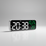 Digital LED Alarm Clock with Temperature Display & Voice Control for Bedroom, Nightstand Desktop Clock with Date, Night Mode Dimmer & Dual