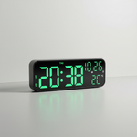 Digital LED Alarm Clock with Temperature Display & Voice Control for Bedroom, Nightstand Desktop Clock with Date, Night Mode Dimmer & Dual