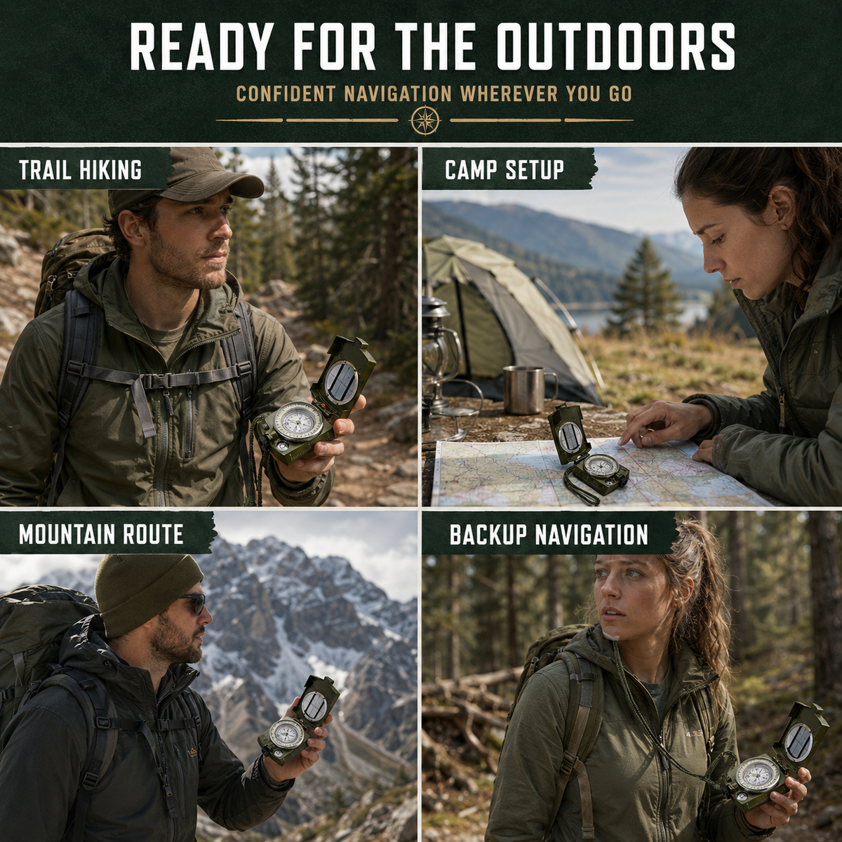 Lensatic Sighting Compass with Folding Design for Hiking & Outdoor Navigation | Portable Pocket Compass
