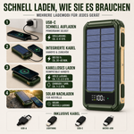 Solar Power Bank 10000-20000 mAh with Built-In Cables & Wireless Charging for iPhone Android – Portable Battery Pack with LED Display &