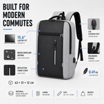 Water-Resistant Laptop Backpack with USB Charging Port – Padded Compartment for 15.6 Inch Notebook – Commuter Daypack for Work School Travel