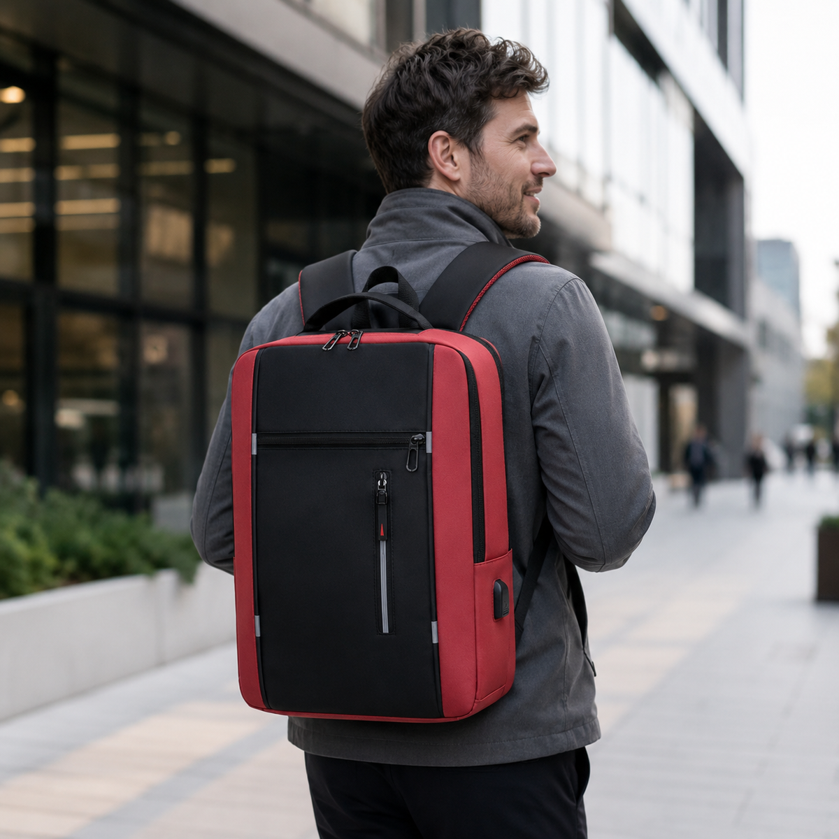 Water-Resistant Laptop Backpack with USB Charging Port – Padded Compartment for 15.6 Inch Notebook – Commuter Daypack for Work School Travel