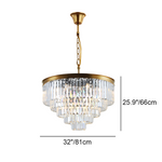 Tiered Crystal Chandelier with Cascading Glass Rods – Multi-Level Statement Lighting for Dining Room & Foyer – Brass, Black & Nickel Finish