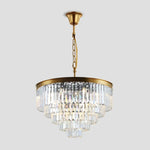 Tiered Crystal Chandelier with Cascading Glass Rods – Multi-Level Statement Lighting for Dining Room & Foyer – Brass, Black & Nickel Finish