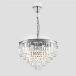 Tiered Crystal Chandelier with Cascading Glass Rods – Multi-Level Statement Lighting for Dining Room & Foyer – Brass, Black & Nickel Finish