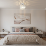 Glass Flush Mount Ceiling Light Fixture 9 Inch for Bedroom Hallway Bathroom E26 Socket Modern Semi Flush Ceiling Lamp Small Round Metal &