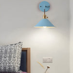 Industrial Sconce with Metal Cone Shade Gray Wall-Mount Task Light for Bedroom Hallway Reading Nook Adjustable Accent Lamp Retro Decor