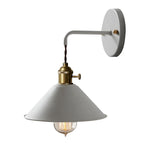 Industrial Sconce with Metal Cone Shade Gray Wall-Mount Task Light for Bedroom Hallway Reading Nook Adjustable Accent Lamp Retro Decor