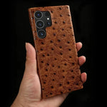 Premium Textured Leather Samsung Galaxy Case Shock-Absorbing Protective Cover with Raised Edges for S22 S23 S24 S25 S26 Note 20