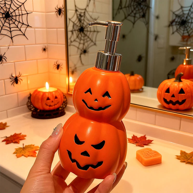 Pavo Soap Dispenser - Plastic Double Stacked Pumpkin Design, Halloween Hand Soap Dispenser