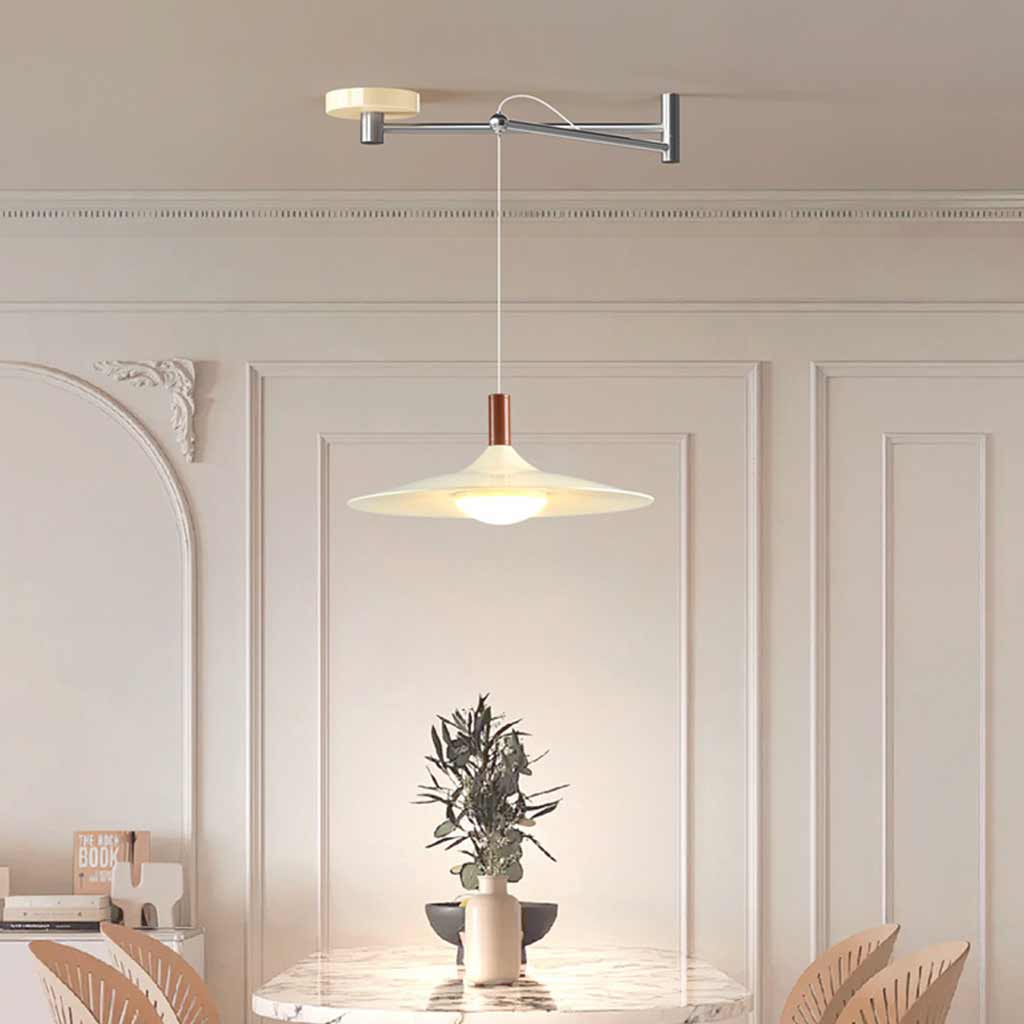 Adjustable Swing Arm LED Ceiling Light 13.8 Inch Dimmable with Remote for Dining Room Kitchen Bedroom Modern Nordic Acrylic Iron Fixture
