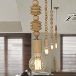 Hanging Chandelier with Natural Beaded Strands for Dining Room, Bedroom & Living Space – Adjustable Height LED Fixture