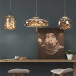 Glass Hanging Light Fixture with Adjustable Temperature Control for Dining Room Kitchen Bedroom | Nordic Style Ceiling Drop Lamp with Star P
