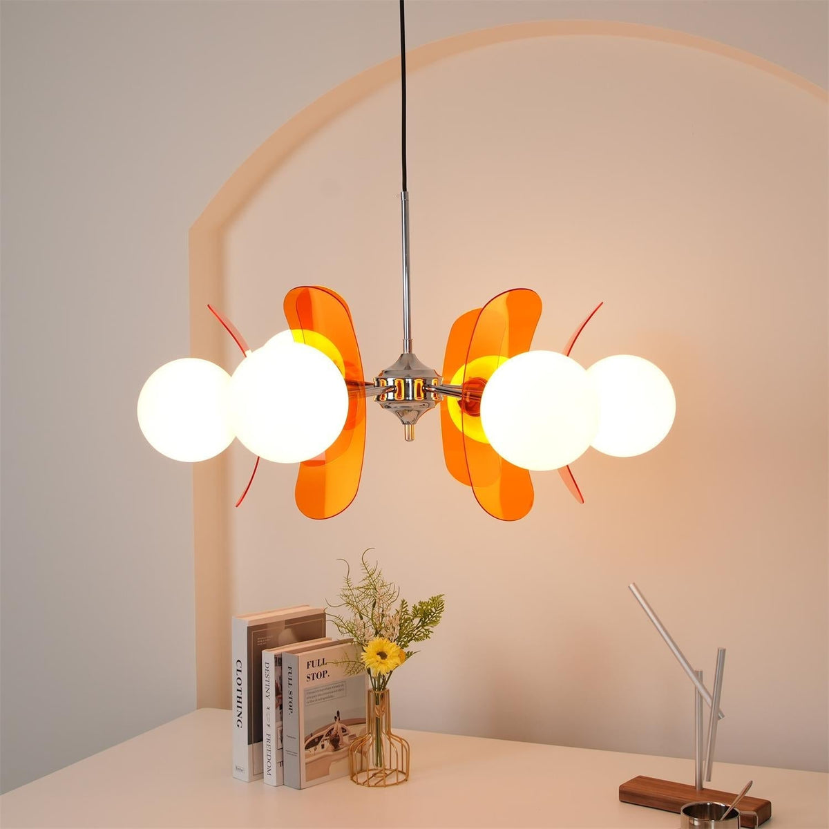 Iron Glass Ceiling Light for Dining Room Modern Multi-Bulb Fixture Adjustable Pendant Chandelier for Kitchen Island Living Room Entryway Hom