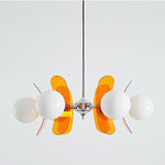 Iron Glass Ceiling Light for Dining Room Modern Multi-Bulb Fixture Adjustable Pendant Chandelier for Kitchen Island Living Room Entryway Hom