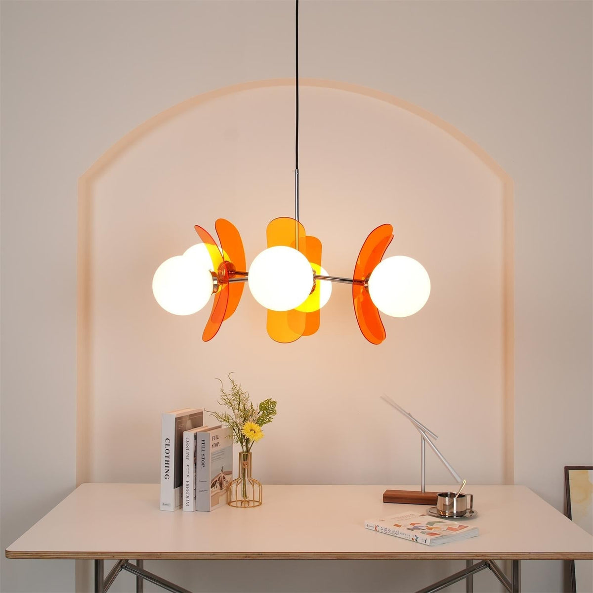 Iron Glass Ceiling Light for Dining Room Modern Multi-Bulb Fixture Adjustable Pendant Chandelier for Kitchen Island Living Room Entryway Hom