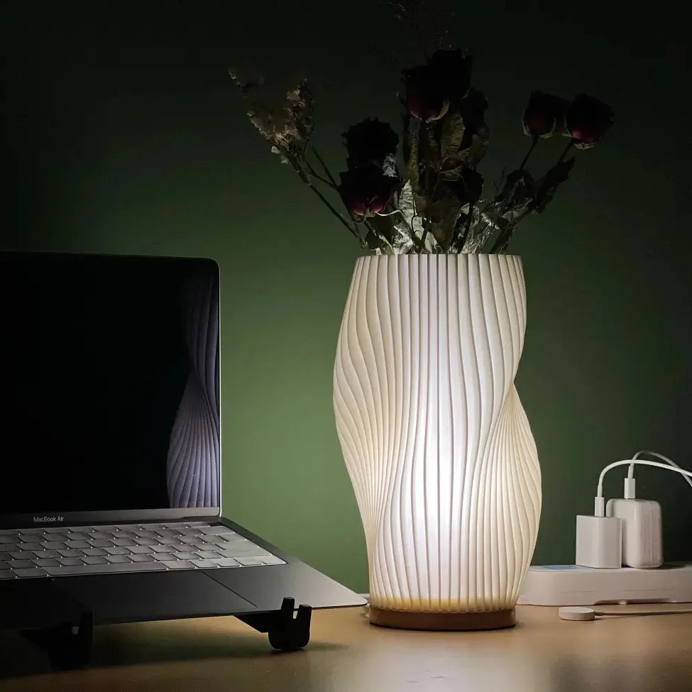 Sculptural Wave LED Desk Lamp with 3-Level Touch Dimmer for Bedroom, Office & Living Room